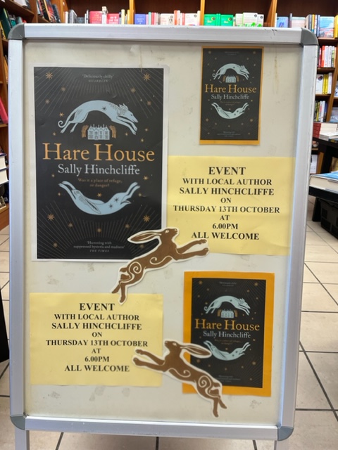 Board showing event at Waterstones 6pm Thursday 13th October